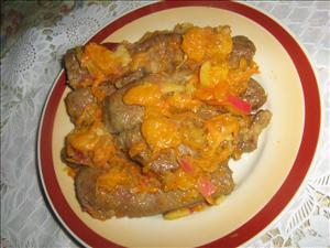 Фото рецепта «Печень с мандаринами» Фото рецепта «Печень с мандаринами»